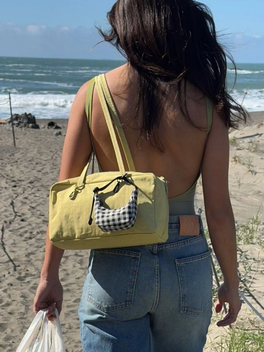 NWT Baggu Regular Nylon Bowler Bag - Butter - Picture 5 of 11